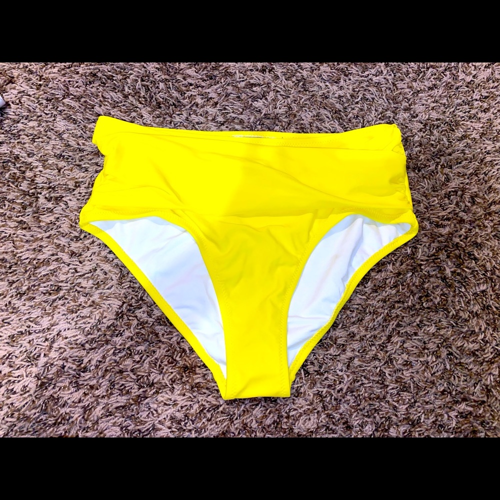 Yellow high waisted bikini bottoms